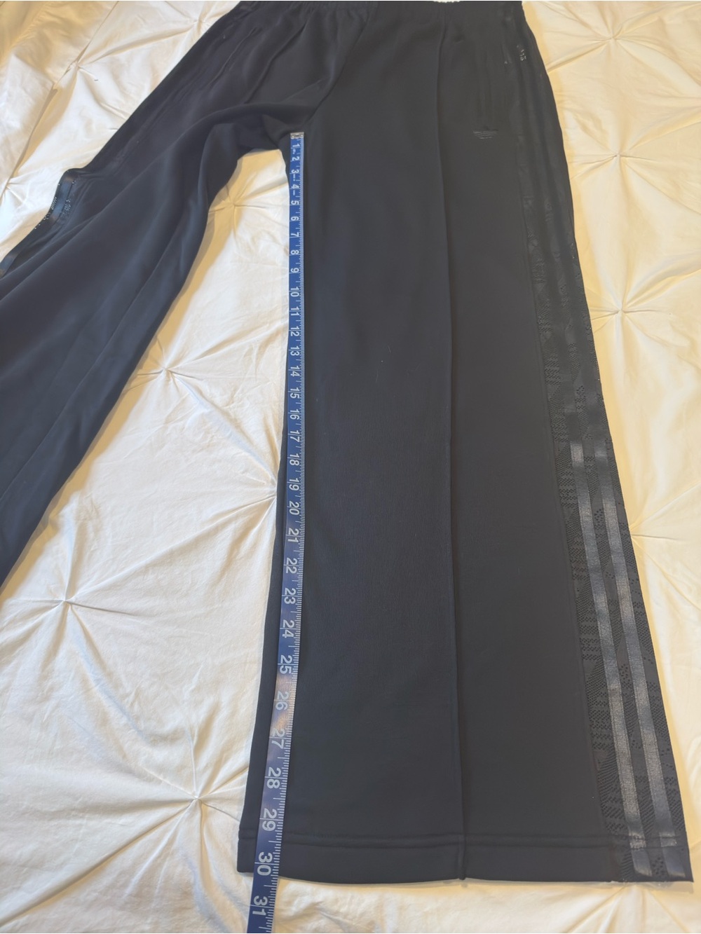 Adidas Black Wide-Leg Track Pants with Side Tape - Picture 2 of 8